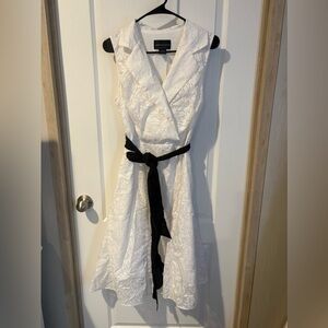 Connected apparel size 10 white dress with black sash